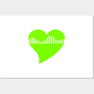 Green Graphic Equalizer Heart Posters and Art